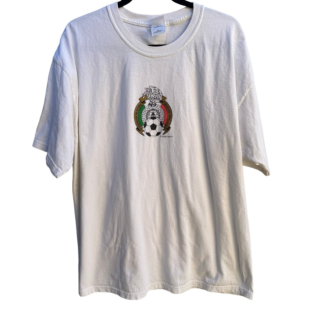 Vintage 2006 Mexico World Cup FMF Soccer T-Shirt White XL Gildan Ultra Cotton